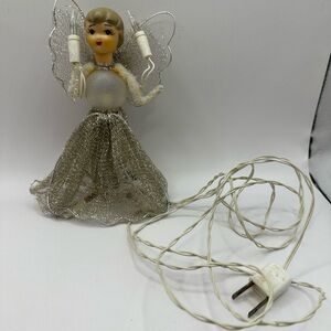 Vintage Silver Angel mesh tree topper